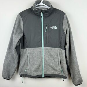 The North Face Denali Jacket Womens Small Charcoal Aqua Fleece